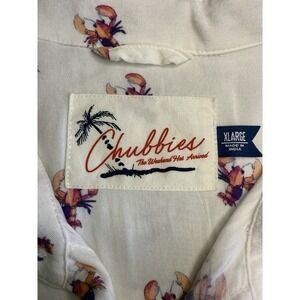 Chubbies Mens Button Up Island Shirt XL White With Lobsters Made In India‎